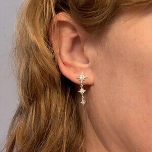 Neiman Marcus 14K White Gold Plated Sterling Silver North Star Drop Earrings